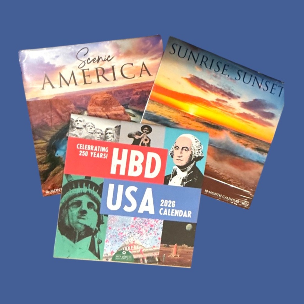 New 3 pack 2026 Calendars America’s 250th birthday Sunrise Sunset Scenic America